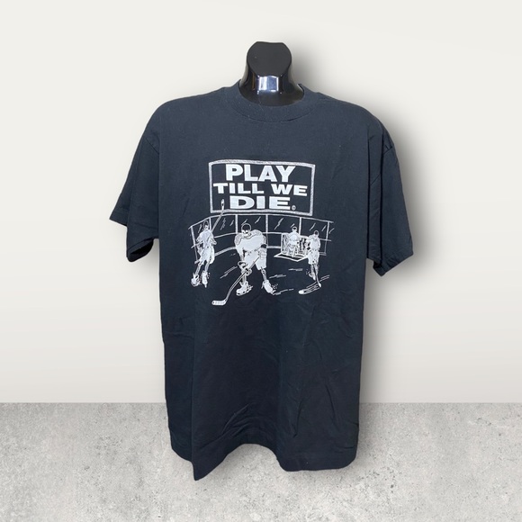 Vintage Play Till We Die Hockey Tee - Picture 1 of 5